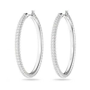 New! Swarovski 'Dextera' Hoop Earrings Pave Large White Rhodium Plated